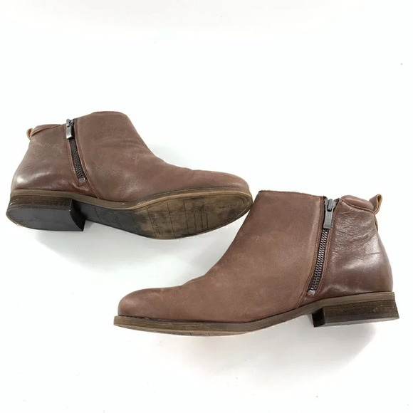 Franco Sarto womens ankle bootie size 10 40 Keegan tan brown leather flat boots - Picture 8 of 12